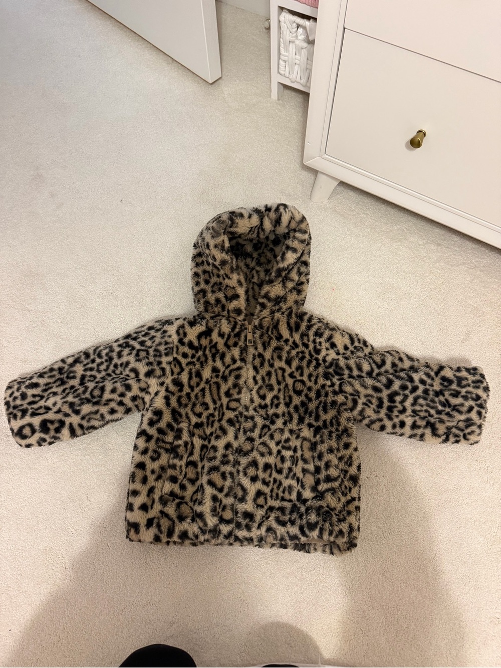 Zara Girls Leopard Faux Fur Jacket Coat 3-4Y